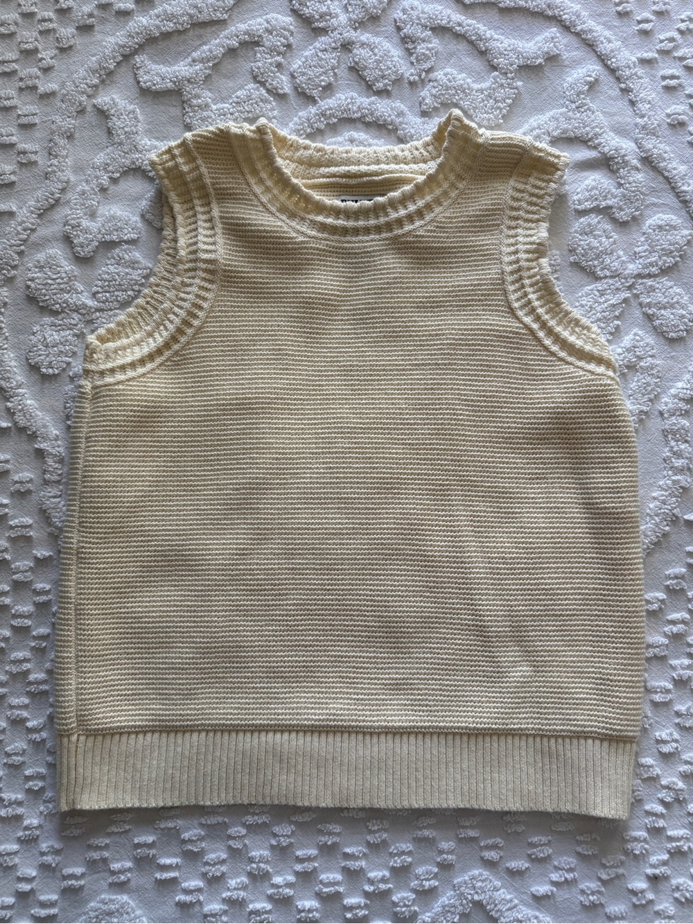 Duluth Trading Small Sleeveless Sweater Vest Cream 100% Cotton NEW